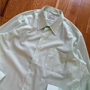 Arrow Belmont Club Vintage 50s Light Mint Green Dress Shirt Union Made USA 17 35